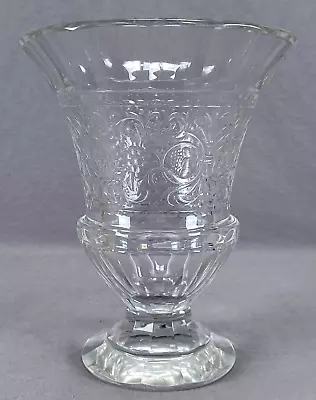 Signed Moser Engraved Floral Scrollwork & Cut Crystal Vase Dated 1895-1920 AS IS • $150