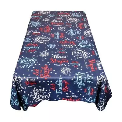  USA  Vinyl Flannel Backed Tablecloth - Red/White/Blue • $11.23