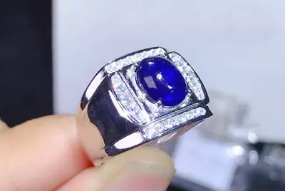 Natural 1.5 Ct Dark Blue Sapphire Sterling Silver 925 Handmade Neelam Mens Ring • $130