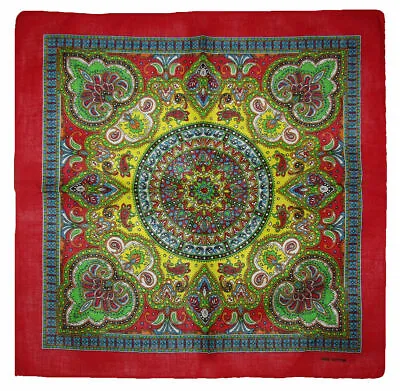 $6.88 • Buy 22 X22  Ornate Paisley Mosaic Multi Color Red Border Bandana