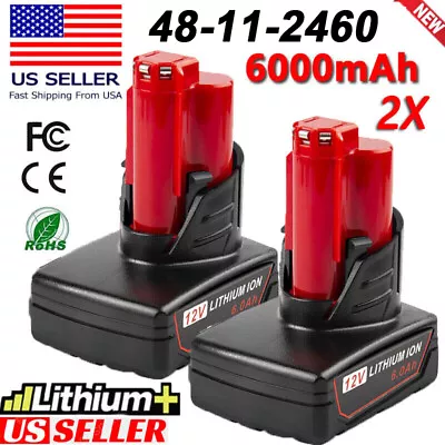 2 Pack For Milwaukee M12 12V Lithium XC 6.0 Extended Capacity Battery 48-11-2460 • $23.49