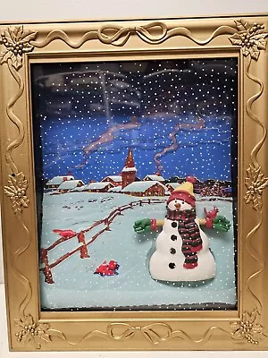 Mr Christmas Snowing Scenes Snowman Animated Musical Wall Art No Stand • $25.49