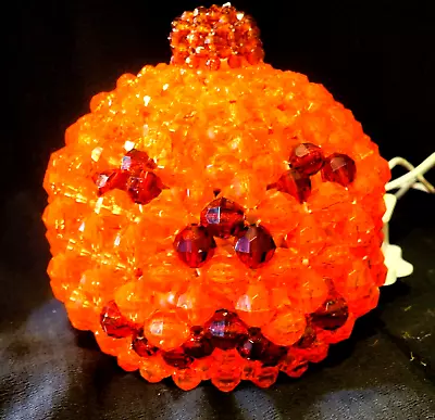 Vintage Halloween Crystal Beaded Hand Made Lighted Pumpkin 1960’s • $24.99