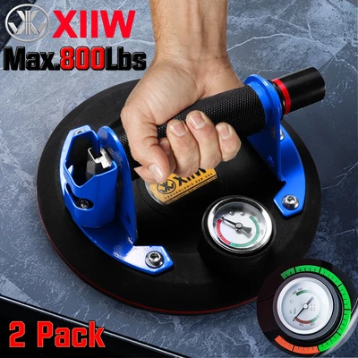 $109.99 • Buy 2x 8  Vacuum Glass Suction Cup W/ Pressure Gauge For Granite Tile Lifter Lifting