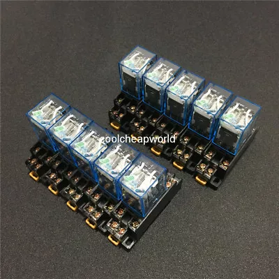 10sets Power Relay LY2NJ 12V 24V 110V 220V DPDT 10A 8 Pin HH62P JQX-13F W Base • $25.64