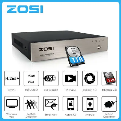 ZOSI 8CH/16CH 1080P DVR HDMI Video Recorder CCTV Security Camera System Home 1TB • $179.99