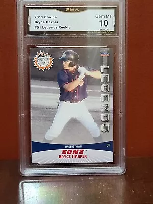 2011 Hagerstown Suns Legends Choice #1 Bryce Harper Las Vegas NV GRADED 10 Card • $60