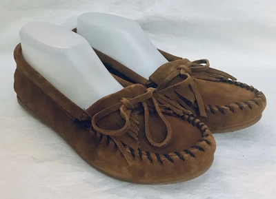 $19.99 • Buy Sz 8.5 Minnetonka 402 Wmn’s Kilty Hardsole Slip-On Moccasin Shoes Flats Rust