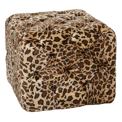 $210.81 • Buy Zimlay Multi Colored Cotton Tufted Leopard Print Ottoman 58770
