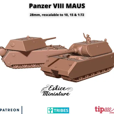 Bolt Action Battlegroup German Panzer VIII Maus Tank With Commander • $99.59