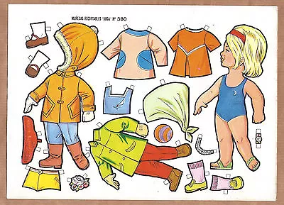 Vintage Paper Sheet With Cut Out DOLL + Dresses + Scarf+ Bonnet+ Winter Coat TOY • $8.25