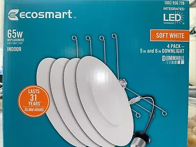 4 Pack Ecosmart 65w 5” Downlight Dimmable Soft White Screw-in Base • $18