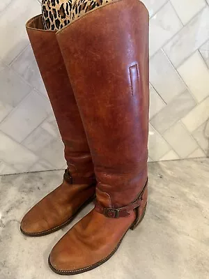 Vintage Frye Womens Tall Riding  Boots Brown Sz 8 B Knee High USA Black Label • $249