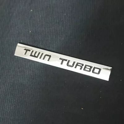 1x Chrome Black TWIN TURBO Metal Emblem Decal Sticker Badge Car Motors Engine V6 • $9.98