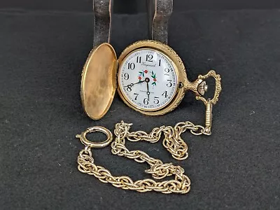 Mid-70s Kingsmark Pocket Watch The Hunter Dog With 12  Braided Lanyard. Working! • $9.95