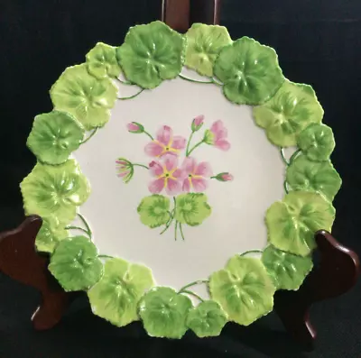 Vintage Majolica Leafs Flower Porcelain Glazed White Plate  9  Made In Italy • $59.99