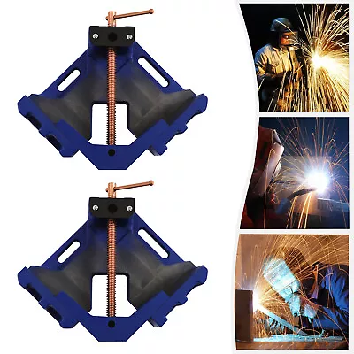 2x 4'' 90° Angle Jaw Welder Welding Molding Corner Clamp On Bench Vise Cast Iron • $59.85