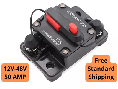 50 Amp Waterproof Circuit Breaker Auto/Marine/Solar 12-48V DC Manual Reset • $11.99