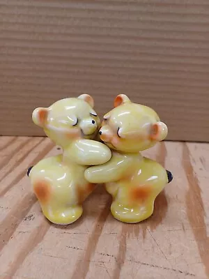 Vintage Salt/Pepper Shakers Ceramic Van Tellingen Bear Hug Yellow/pink 1950s • $6.99