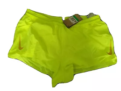 Nike Dri-Fit Racing Volt Yellow/Green Running Shorts CJ7840-702 Mens Size XL NEW • $40