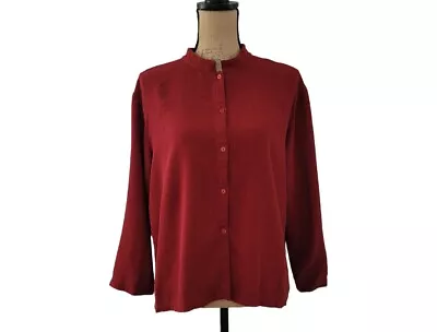 Eileen Fisher Handkerchief Linen Mandarin Collar Shirt Large • $29.99