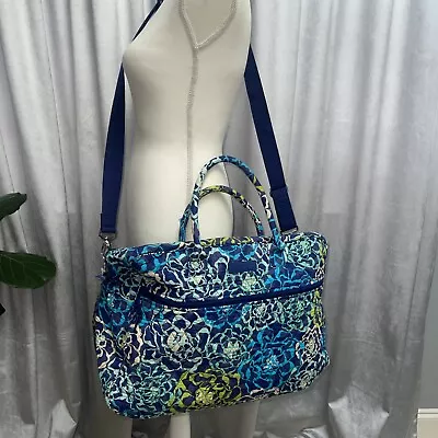 Vera Bradley-Weekender Travel Bag-Blue Turquoise White • $50