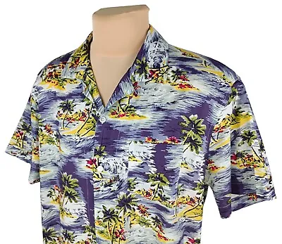 J.Crew Mens Multicolor Short Sleeve Palm Hawaiian Shirt Size XL • $18