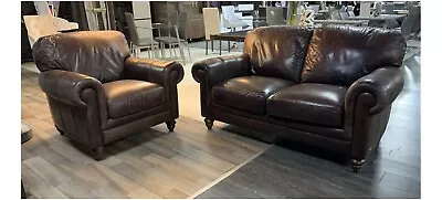 Natuzzi Brown Leather 2 + 1 Sofa Set Ex-Display Showroom Model Few Scuffs 50244 • £999