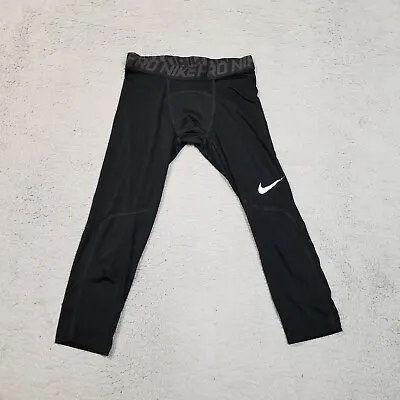 Nike Pro 3/4 Training Tights Mens Small Black Running Gym Train Base Layer • $11.28