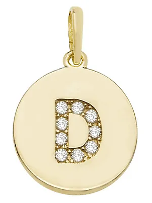 9ct Gold  Initial Pendants Cubic Zirconia Cz Letters Name Chain Box Gift Box • £59.99