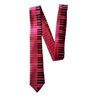 £5.99 • Buy Piano Keyboard Black On Pink Thin Sleeved 100% Polyester Classic Tie