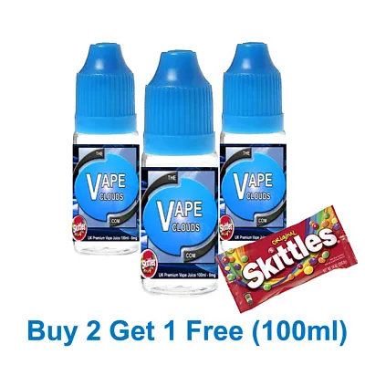 E Liquid Vape Juice 100ml Pack 70/30 VG/PG-0mg  1.5mg  3mg  6mg Skittles Flavour • £0.99