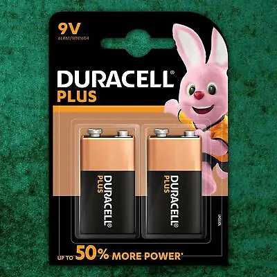 2 Pack Duracell PLUS POWER 9V 6LR61 LR22 MN1604 PP3 Batteries Block Smoke Alarm • £6.45