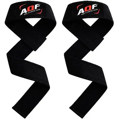 AQF Weight Lifting Training Gym Straps Hand Bar Wrist Support Gloves Wrap • £5.99