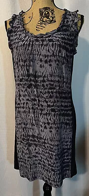 Banana Republic Medium Sleeveless Black Blue Pencil Silk Bodycon Dress M12 • $22.90