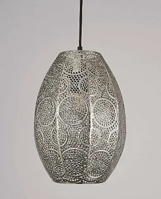 £59.99 • Buy 30cm Moroccan Hanging Ceiling Lamp Light Shade Silver CHROME Pendant LED Decor😍