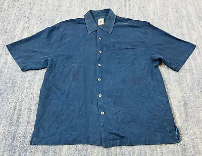 Jamaica Jaxx Men's Shirt XL Tropical Blue Hawaiian Print Silk Bamboo Buttons • $14.75
