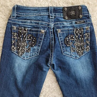 Miss Me For Embellished Skinny Dark Wash Low Rise Denim Jeans Sz 25 Rhinestones • $20