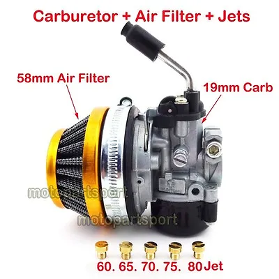 Race Carburetor Air Filter Carb Jets 49cc 50cc 60 66 80 Cc Gas Motorized Bicycle • $27.95