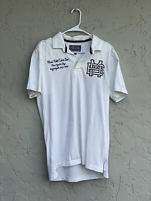 Marc Ecko Mens Medium Short Sleeve Polo Shirt White Cut & Sew New York City • $14.95