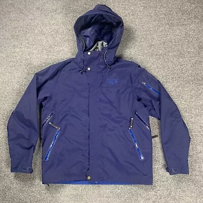 Mountain Hardwear Mens Jacket Medium Blue Rain Coat Hooded Full Zip Ripstop • $49.95