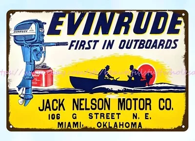 Office Plaque EVINRUDE OUTBOARD MOTOR Boating Marina Lakehouse Metal Tin Sign • $18.87