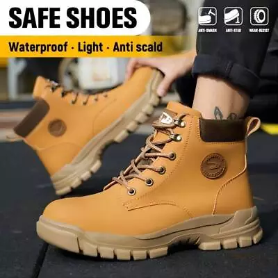 Mens Leather Ultra Lightweight Steel Toe Cap Safety Work Boots Trainers Shoes Sz • £26.95