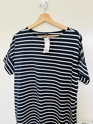 $16.95 • Buy BNWT UNIQLO Women’s Navy White Stripe Tunic T Shirt Dress Staple Piece Size L 14