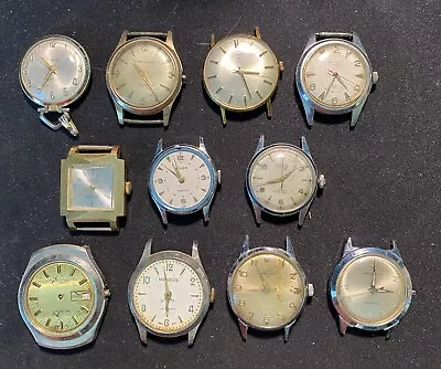 Lot 11 Vintage Men’s Mechanical Watches Various Brands - For Parts Or Repair • $36