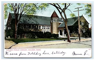 Postcard Malden Public Library Malden Mass MA 1906 F7 #2 • $2.99