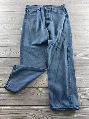 Levis 501 XX Straight Leg Button Fly Jeans Blue Distressed Men’s 34x30 Y2K • $25.49