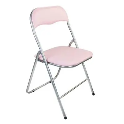 Heavy Duty Pink Folding Chair Easy To Store Multi-purpose Durable Metal Chair • £15.95