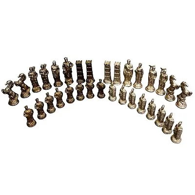 Vintage Romans Barbarians Metal Chess Set Pieces Figures 32 Piece Lot Pewter • $299.99