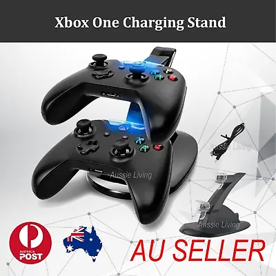 Black Dual Usb Charger Docking Station Charging Stand For Xbox One Controller • $15.29
